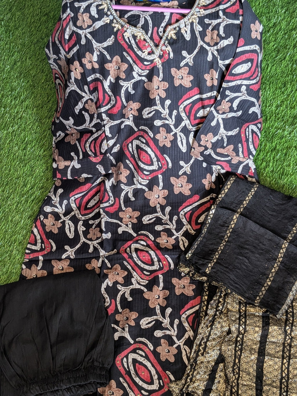 Floral 3 PC SET - BLACK