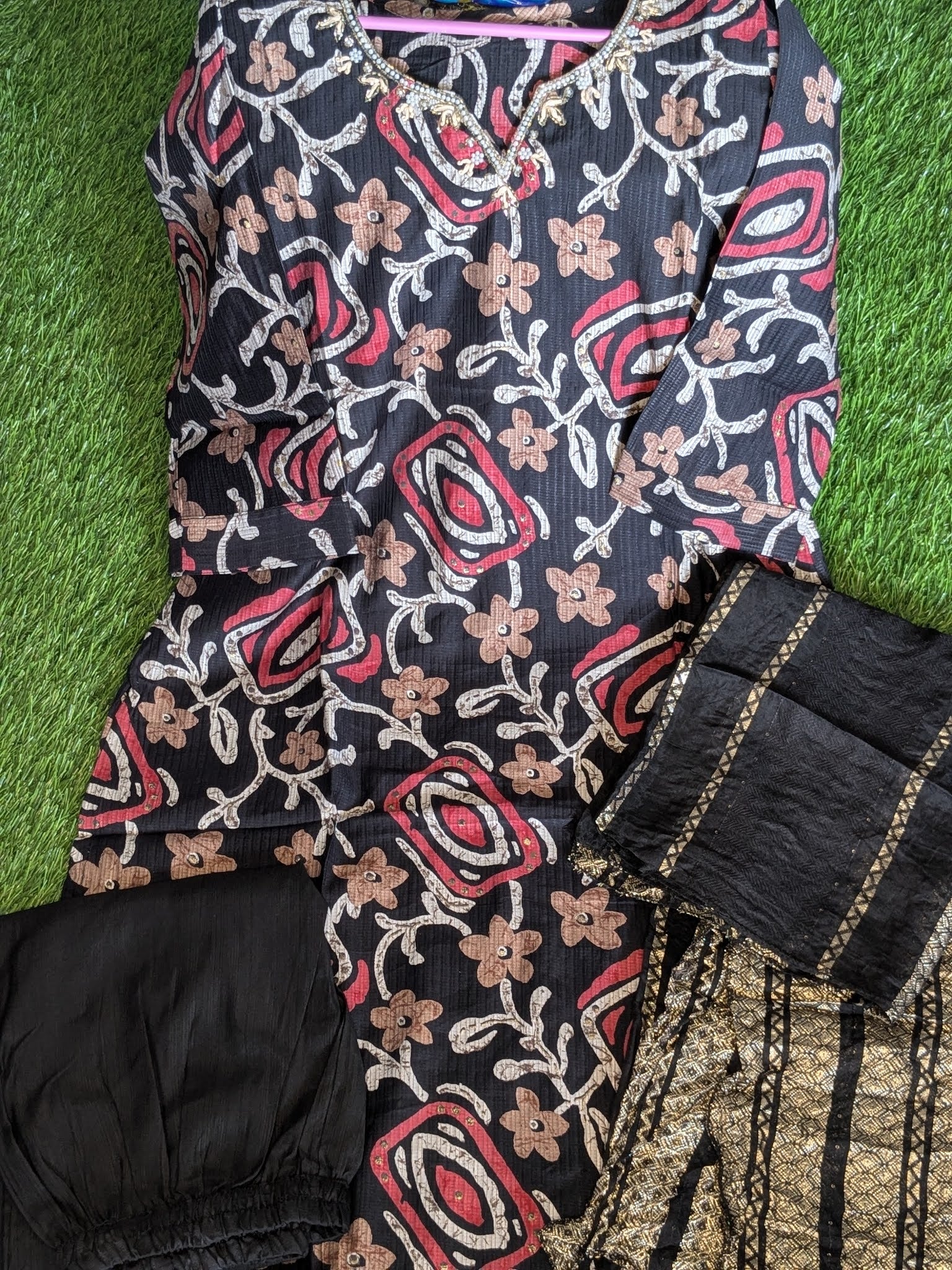 Floral 3 PC SET - BLACK