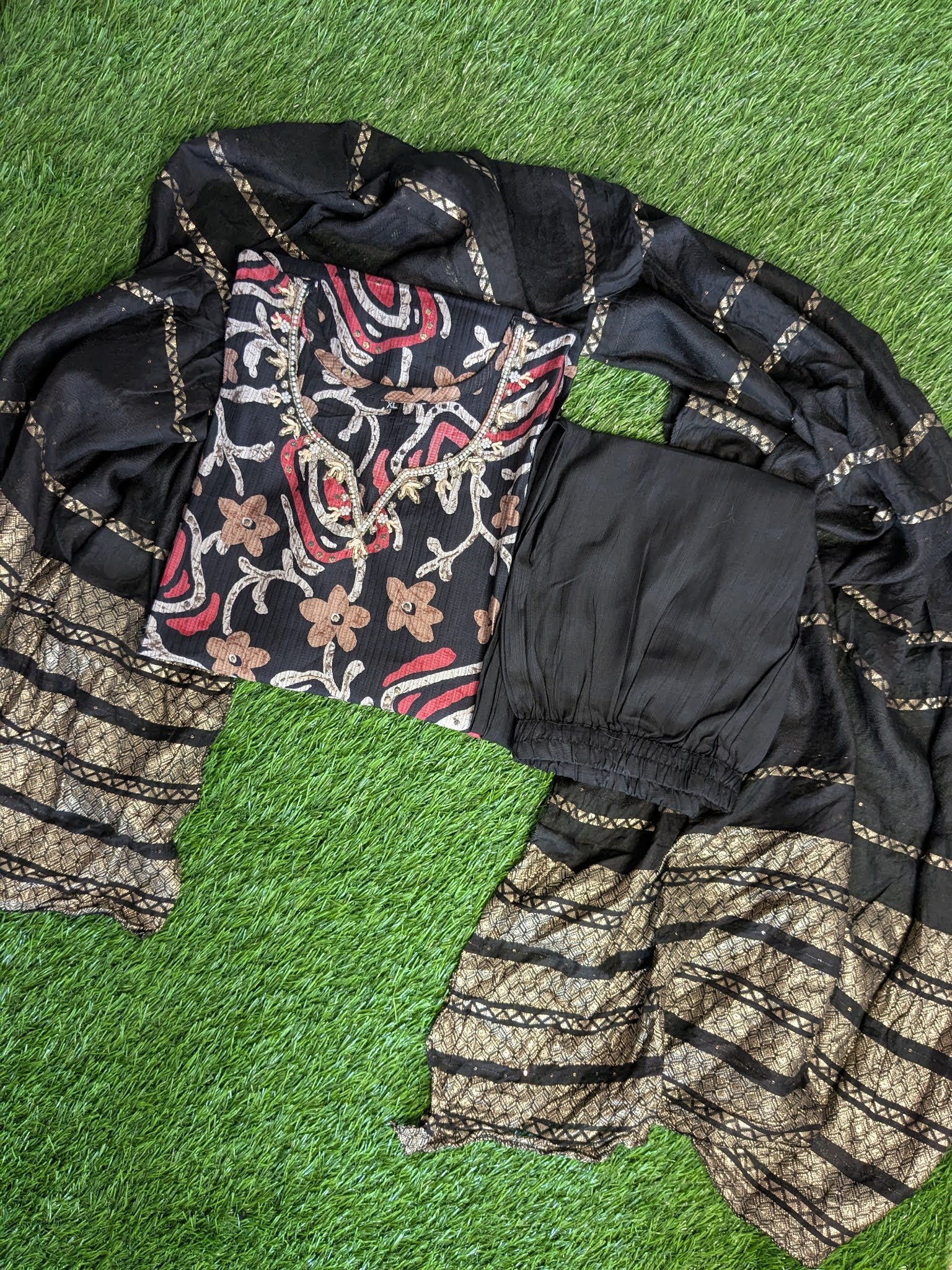 Floral 3 PC SET - BLACK